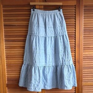 Berenice Paris Tiered Sky Blue A-Line Bohemian Midi Skirt Size EU 36 US Size S